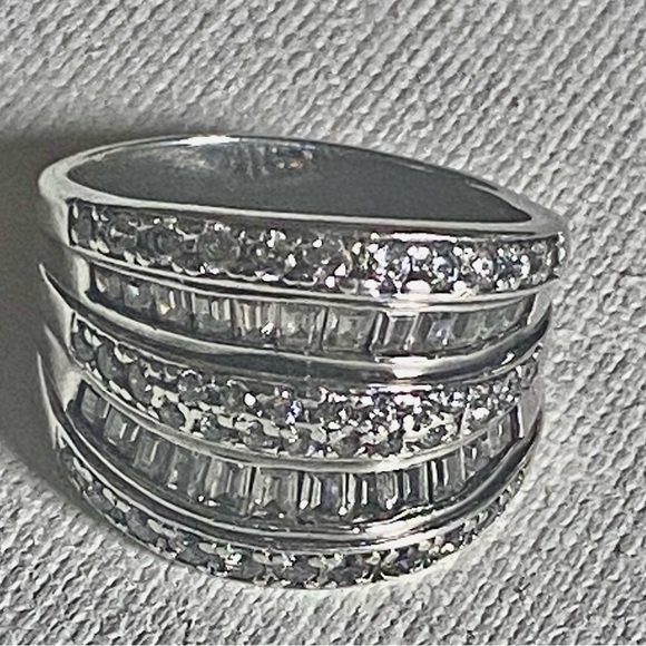 Jewelry - 925 CZ Diamonds Baguette Ring Size 10